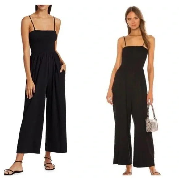 ATM Anthony Thomas Melillo Black Cotton Smocked Jumpsuit Small - Picture 1 of 7